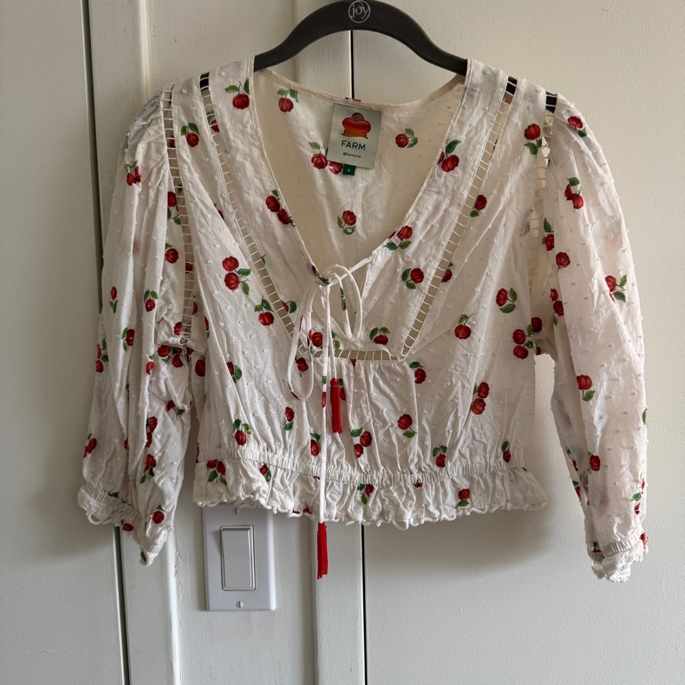Farm Rio Women's White Cherry Top